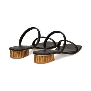 New Cult Gaia Women's Liz Leather Bamboo Heel Sandals  Black Size 41.5